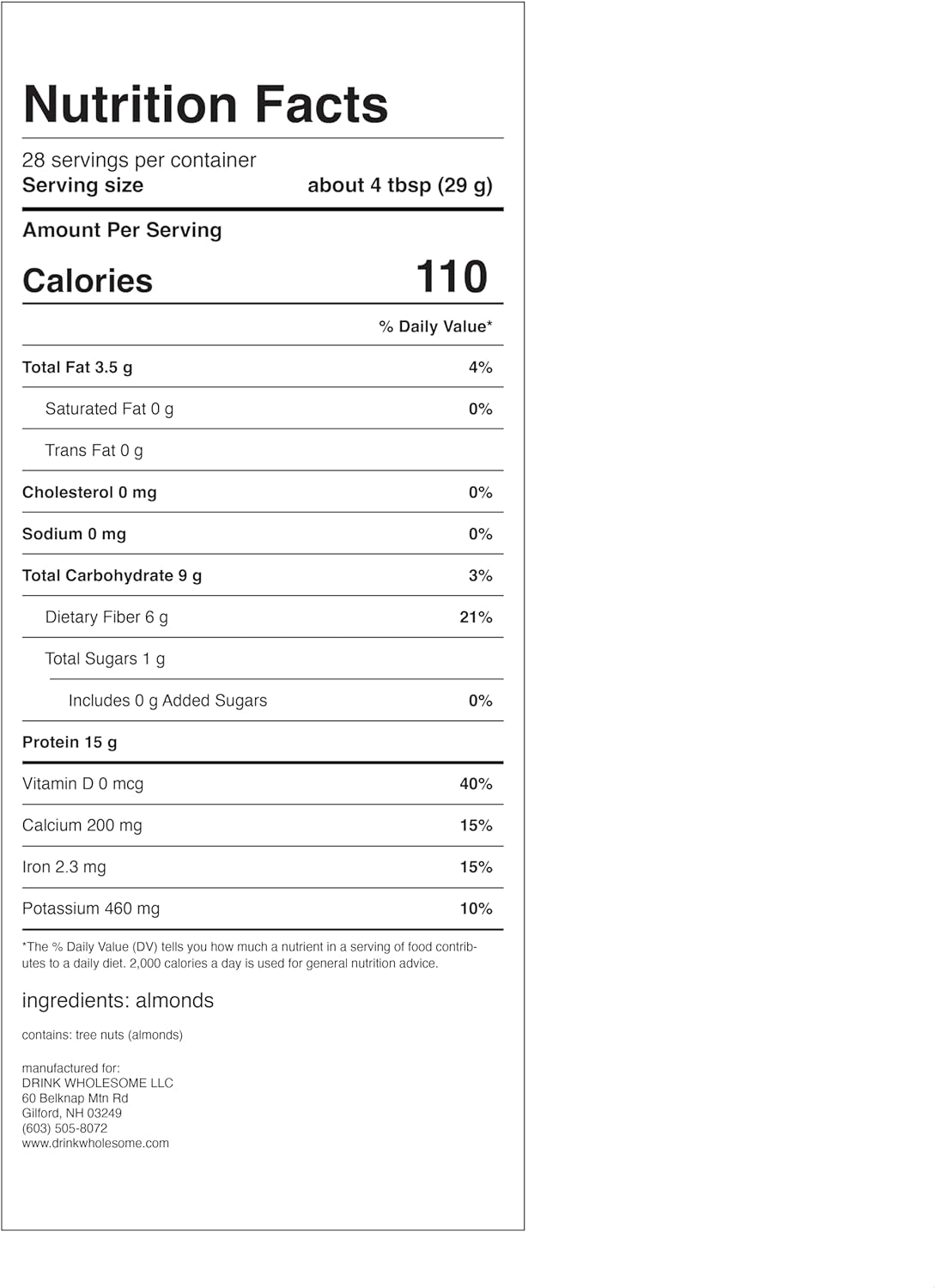 Natural Unflavored Almond Protein Powder for Sensitive Stomachs - Vegan, Gut Friendly, No Artificial Sweeteners - Low Sodium, Paleo, Safe for Kids & Seniors