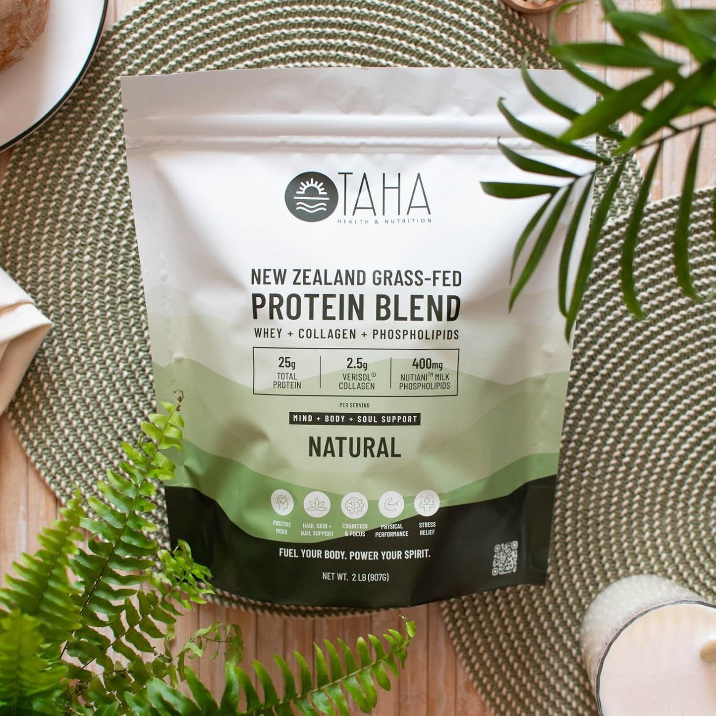 Natural Unflavored Protein Blend with Whey, Collagen, and Milk Phospholipids | 25g Protein per Serving | Grass-Fed, Free-Range Dairy | 2LB Pack from New Zealand