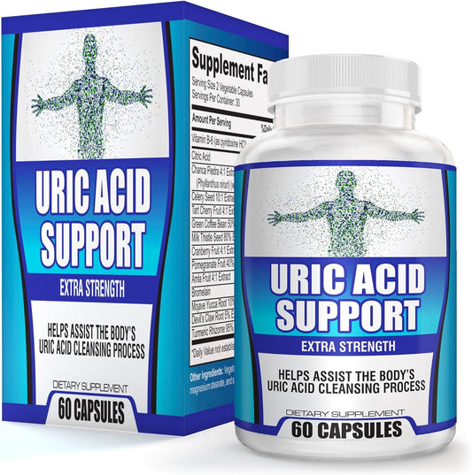 Natural Uric Acid Reducer Supplement with 14 Active Ingredients - Cleanse Support and Flush Formula for Recovery - 30-Day Supply