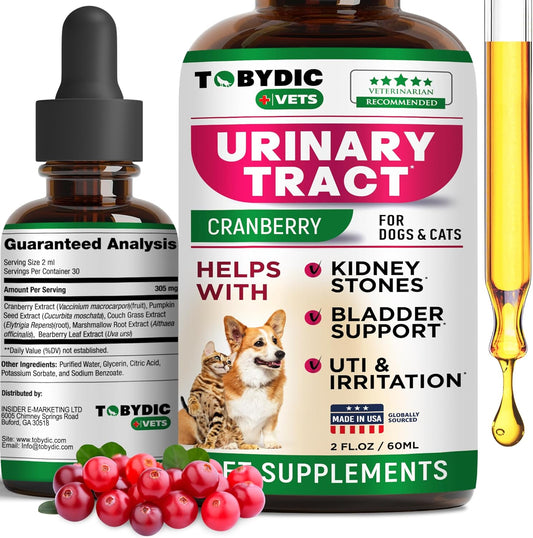 Natural UTI Medicine for Cats & Dogs - Cranberry Supplement for Urinary Tract Infections - Kidney & Bladder Support - Prevent Incontinence & Stones - Pet Renal Health
