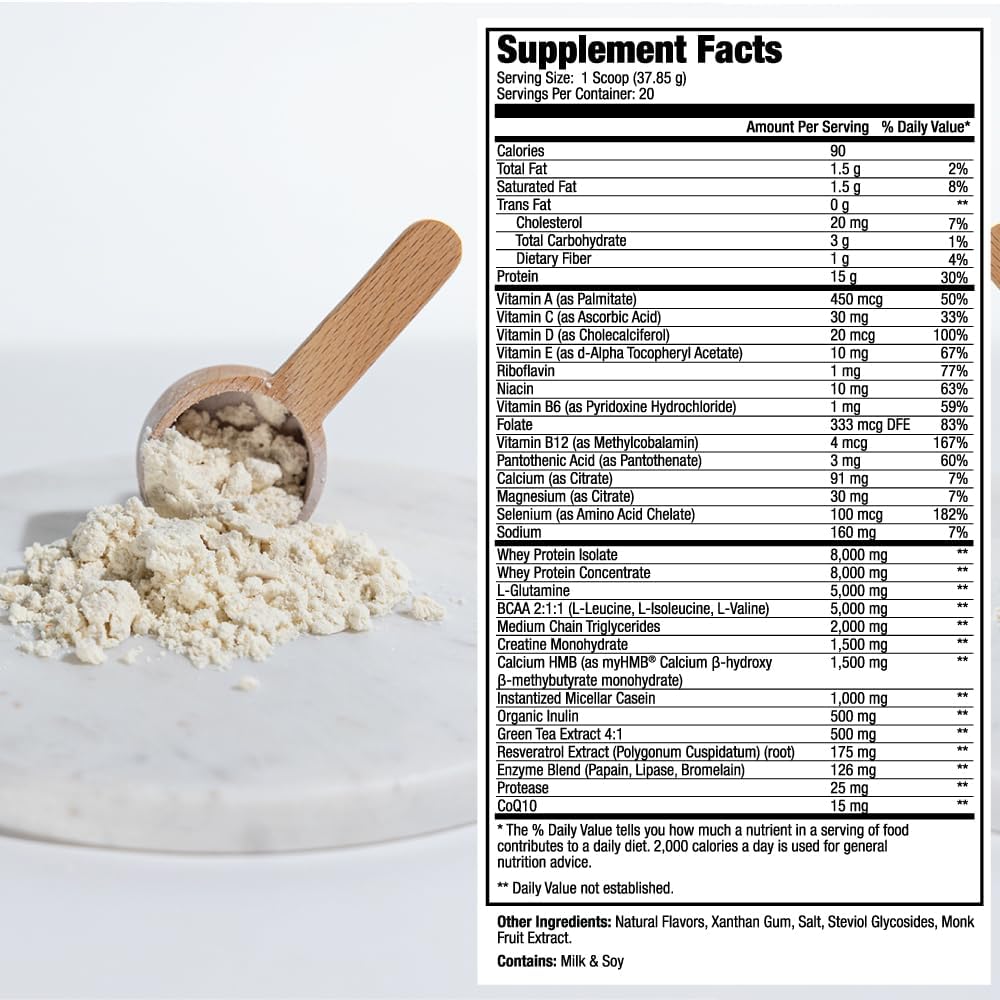 Natural Vanilla Protein Powder for Post Workout Recovery - MEND Regenerate Sports Nutrition Supplement, Immune Support, Gluten Free, Non-GMO - 20 Servings for Men and Women