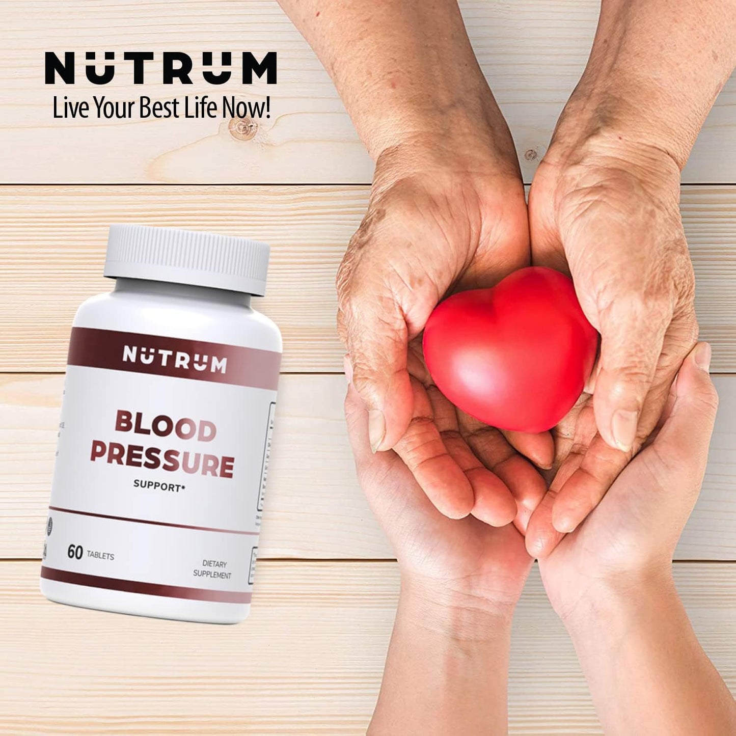 Natural Vegan Blood Pressure Support Supplement with Olive Leaf, Grape Seed, and Garlic - 60 Tablets for Heart Health