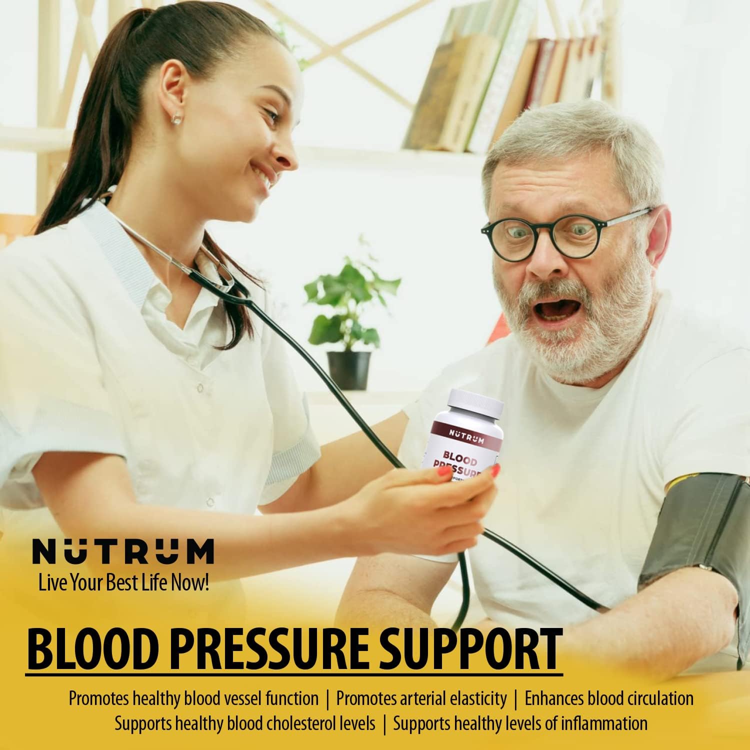 Natural Vegan Blood Pressure Support Supplement with Olive Leaf, Grape Seed, and Garlic - 60 Tablets for Heart Health