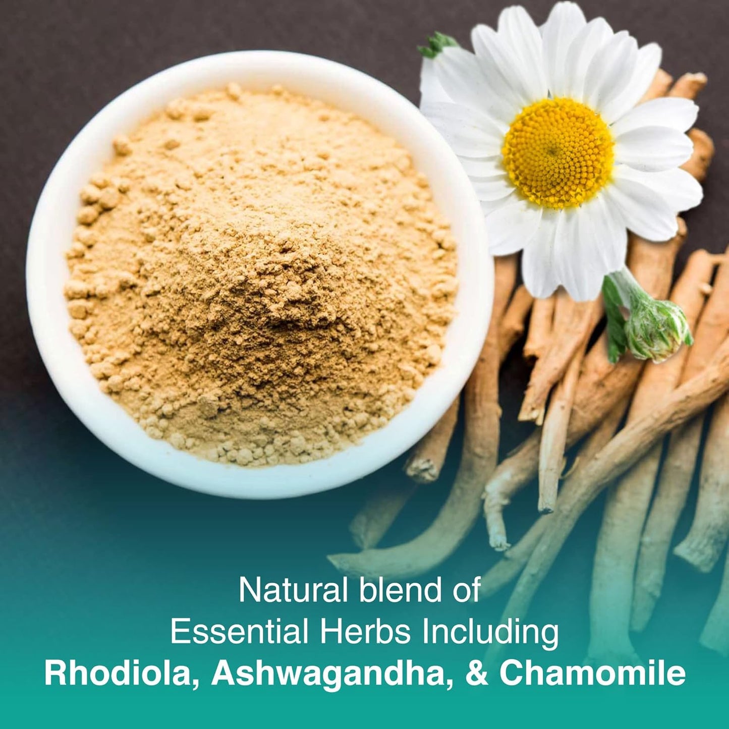 Natural Vegan Mood Support Supplement with Ashwagandha, Rhodiola, and Vitamin B | Stress & Calmness Aid with Lemon Balm, L-Theanine, Chamomile | 60ct