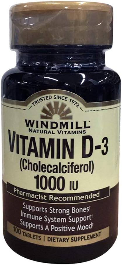 Natural Vitamin D-3 Cholecalciferol 1000IU Supplements - 200 Tablets in 2 Packs