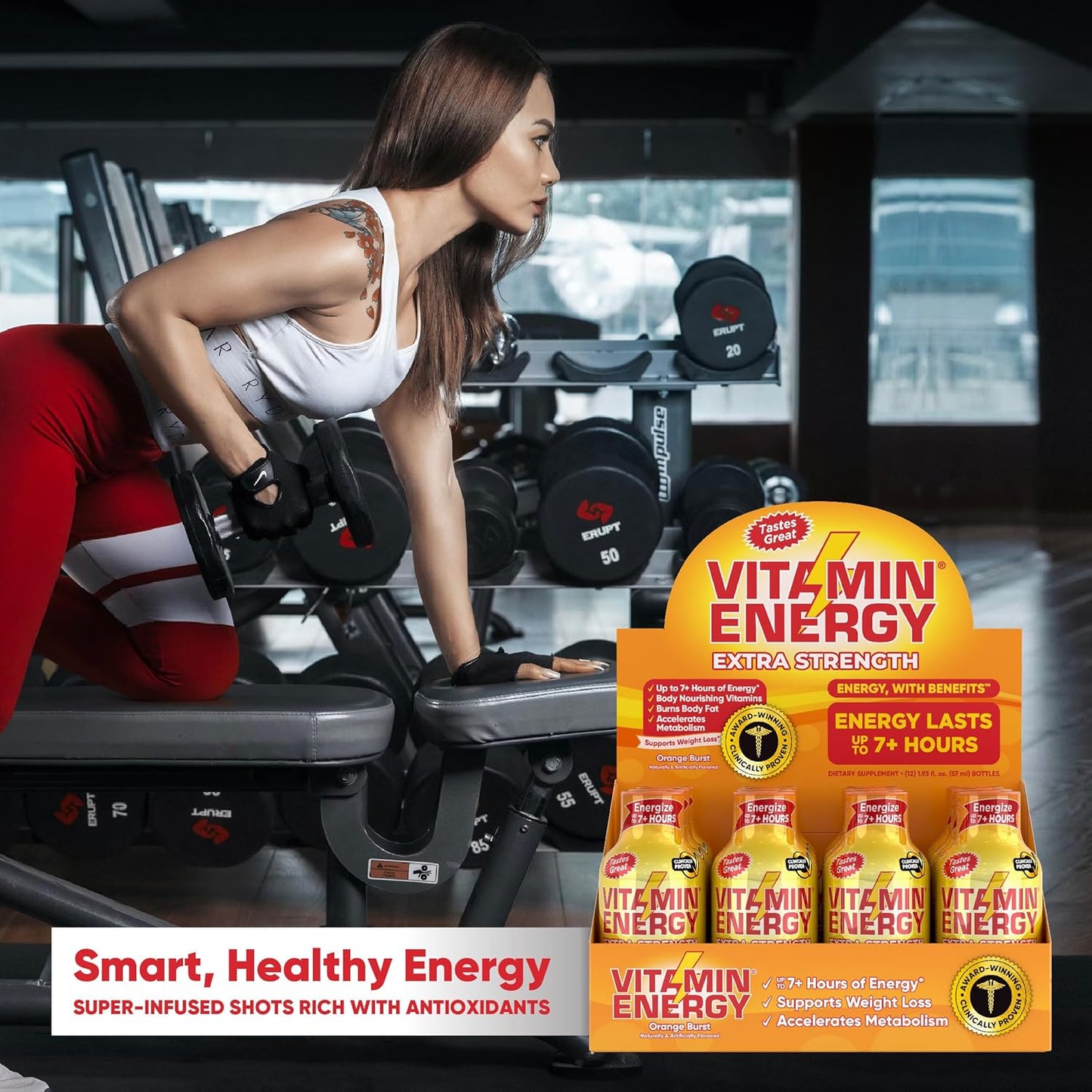 Natural Vitamin Energy Shots for Immune Support | Sugar-Free | Orange Burst Flavor | 7+ Hours of Energy | Pack of 4 - 1.93 fl oz