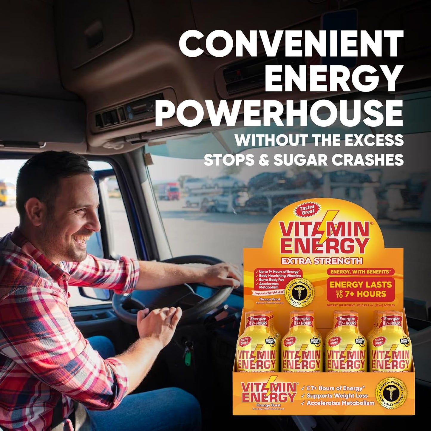 Natural Vitamin Energy Shots for Immune Support | Sugar-Free | Orange Burst Flavor | 7+ Hours of Energy | Pack of 4 - 1.93 fl oz