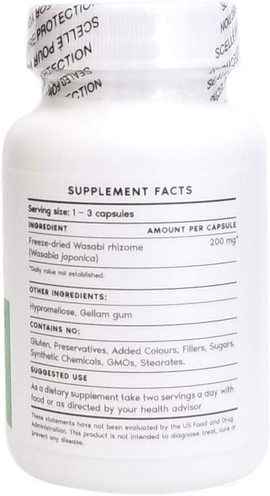 Natural Wasabi Rhizomes Capsules for Holistic Health - 50 Count