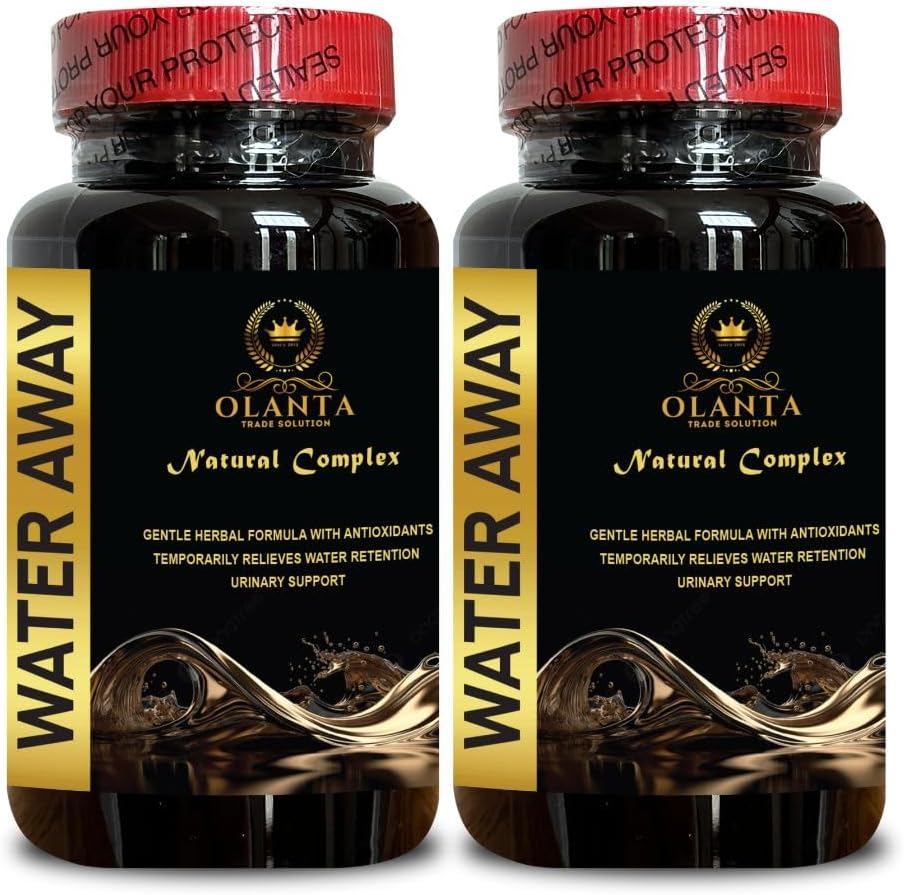Natural Water Away Pills - Water Diet Supplement for Men and Women - Fast-Acting Water Retention Relief - 2 Bottles