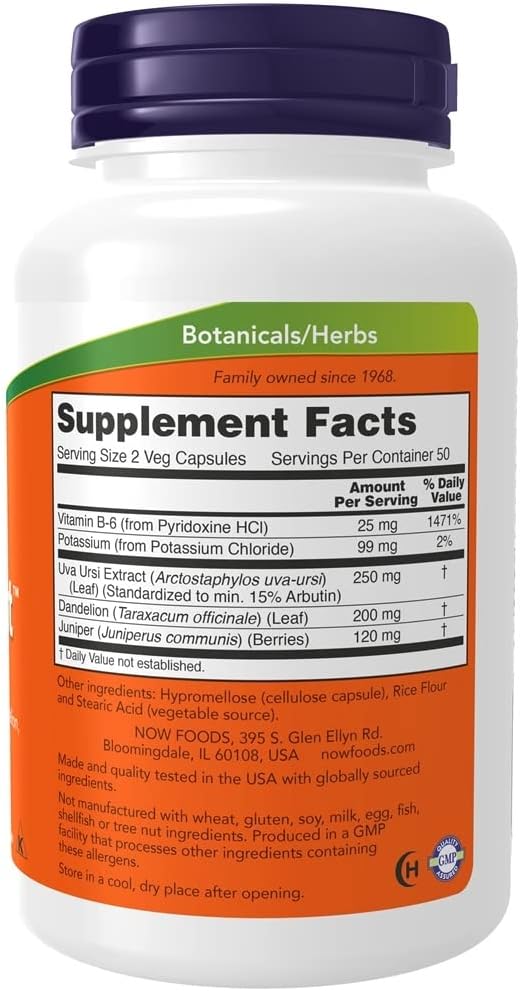 Natural Water Retention Relief Capsules - 100 Vegetarian Capsules by NOW Foods