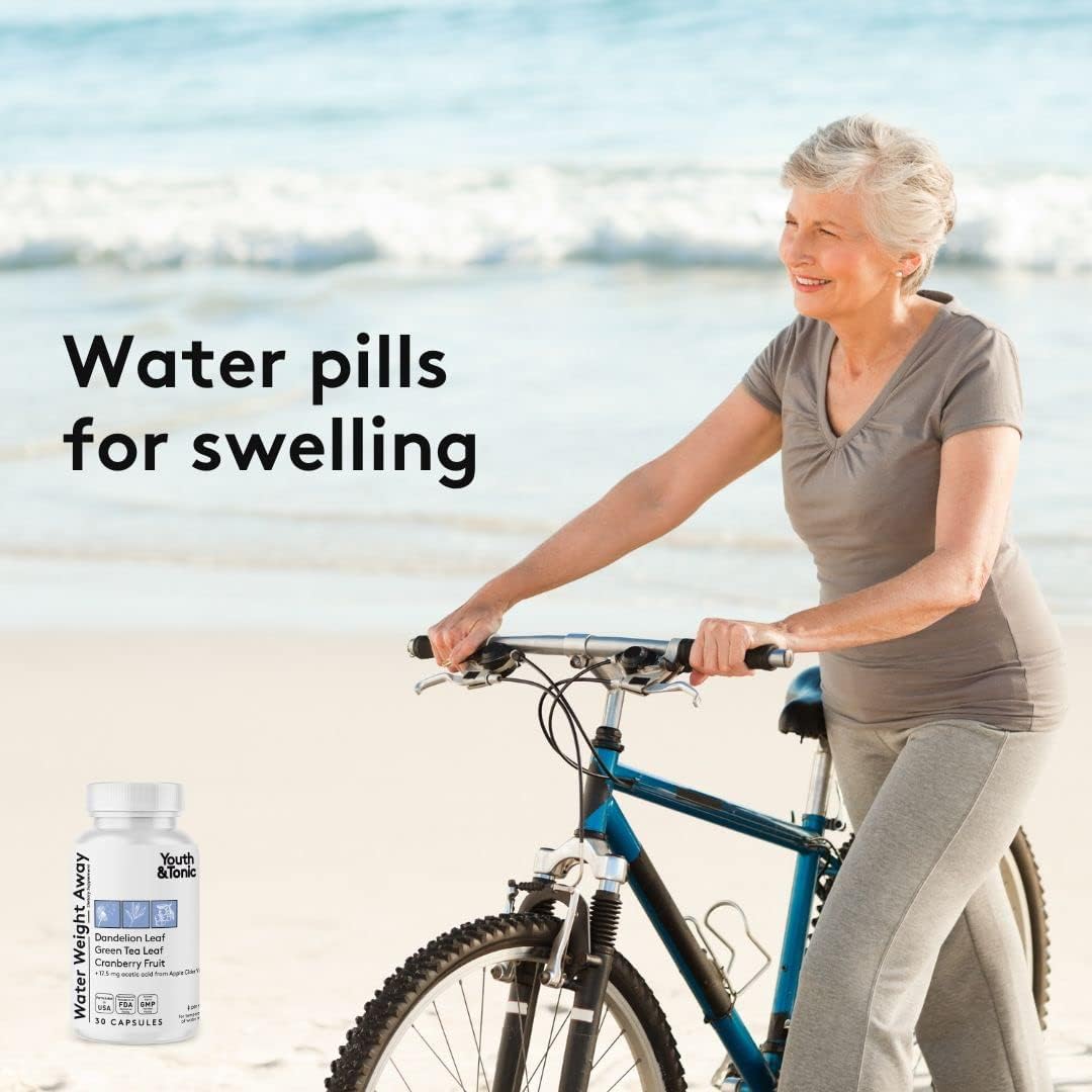 Natural Water Weight Away Pills & Blood Pressure Support Supplements - Diuretics for Water Retention & Circulatory Health - 60 Capsules for Men & Women