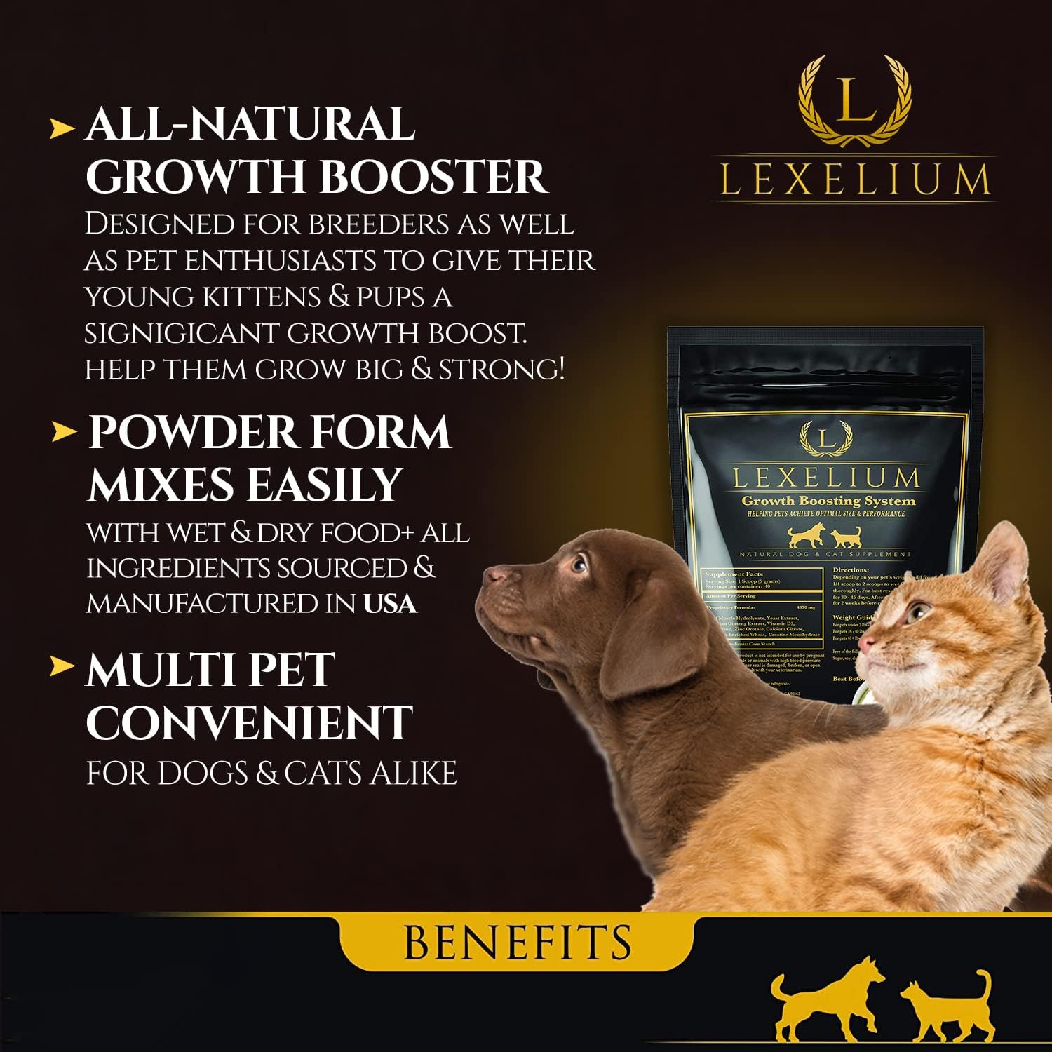 Natural Weight Gainer Supplement for Dogs & Cats - Muscle Building & Appetite Stimulation - Boost Immunity - 200g