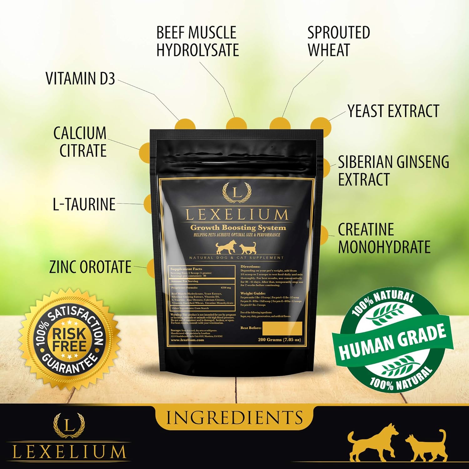 Natural Weight Gainer Supplement for Dogs & Cats - Muscle Building & Appetite Stimulation - Boost Immunity - 200g