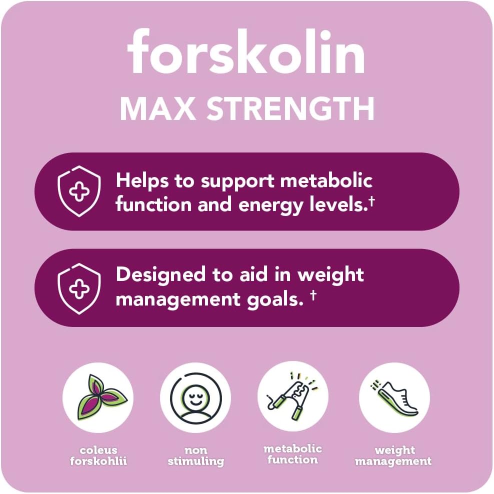 Natural Weight Management Supplement - Vitamin Bounty Forskolin Max Strength - 60 Capsules - Promotes Digestive Health