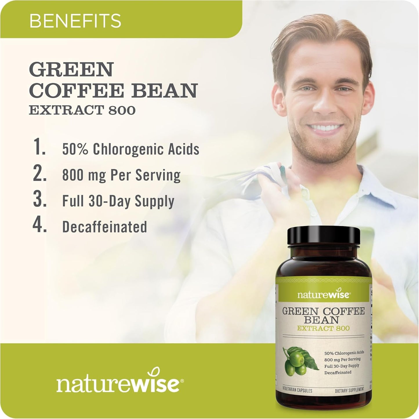 Natural Weight Management Support with Green Coffee Bean and Garcinia Cambogia Capsules - 800mg/180ct