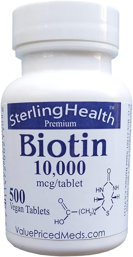 Naturally Healthy Biotin 10,000 mcg Tablets - Promotes Hair Growth, Skin Health, and Strong Nails with 10mg Biotin