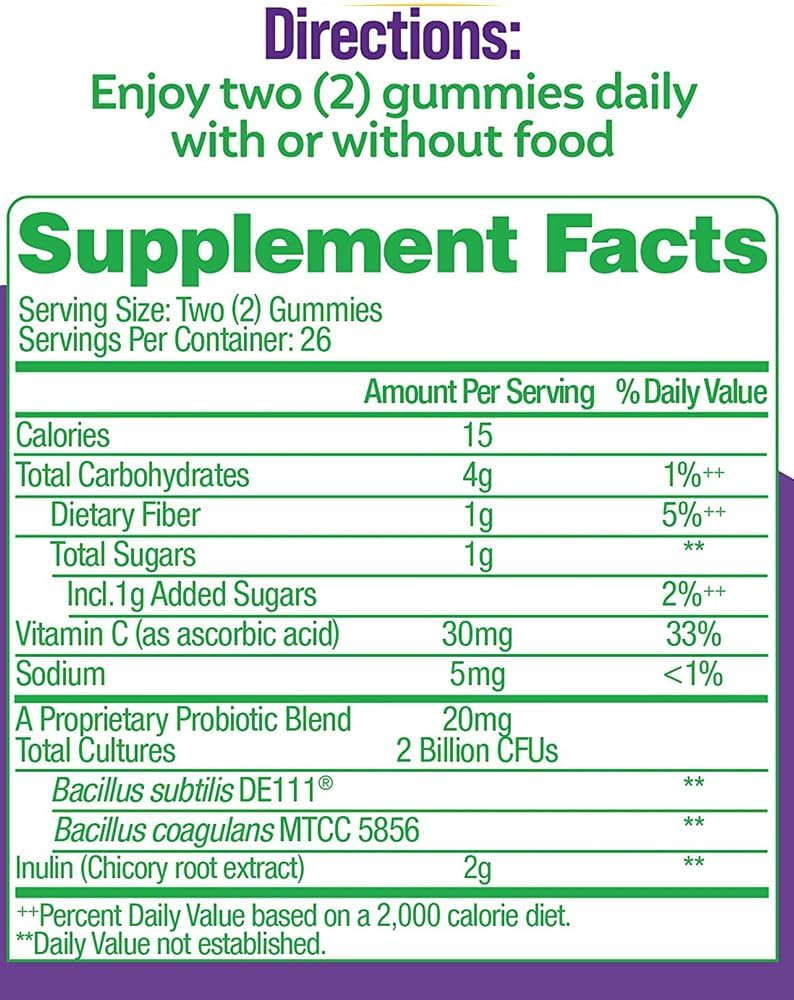 Naturally-Sourced Daily Probiotic Gummies for Women & Men, Berry Flavor, 52 Count - Non-GMO & Vegan Formula for Digestive Health