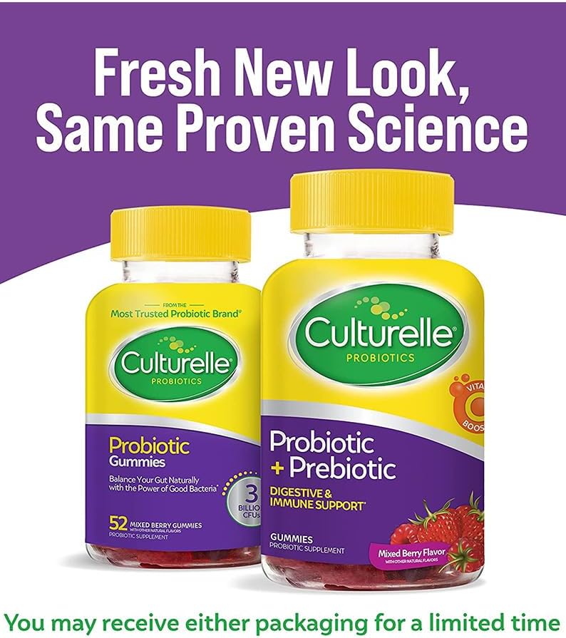 Naturally-Sourced Daily Probiotic Gummies for Women & Men, Berry Flavor, 52 Count - Non-GMO & Vegan Formula for Digestive Health