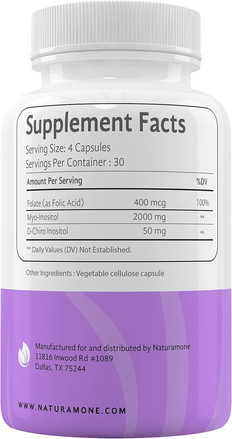 Naturamone Myo-Inositol & D-Chiro Inositol Blend - PCOS, Hormone Balance Support - 120 Capsules
