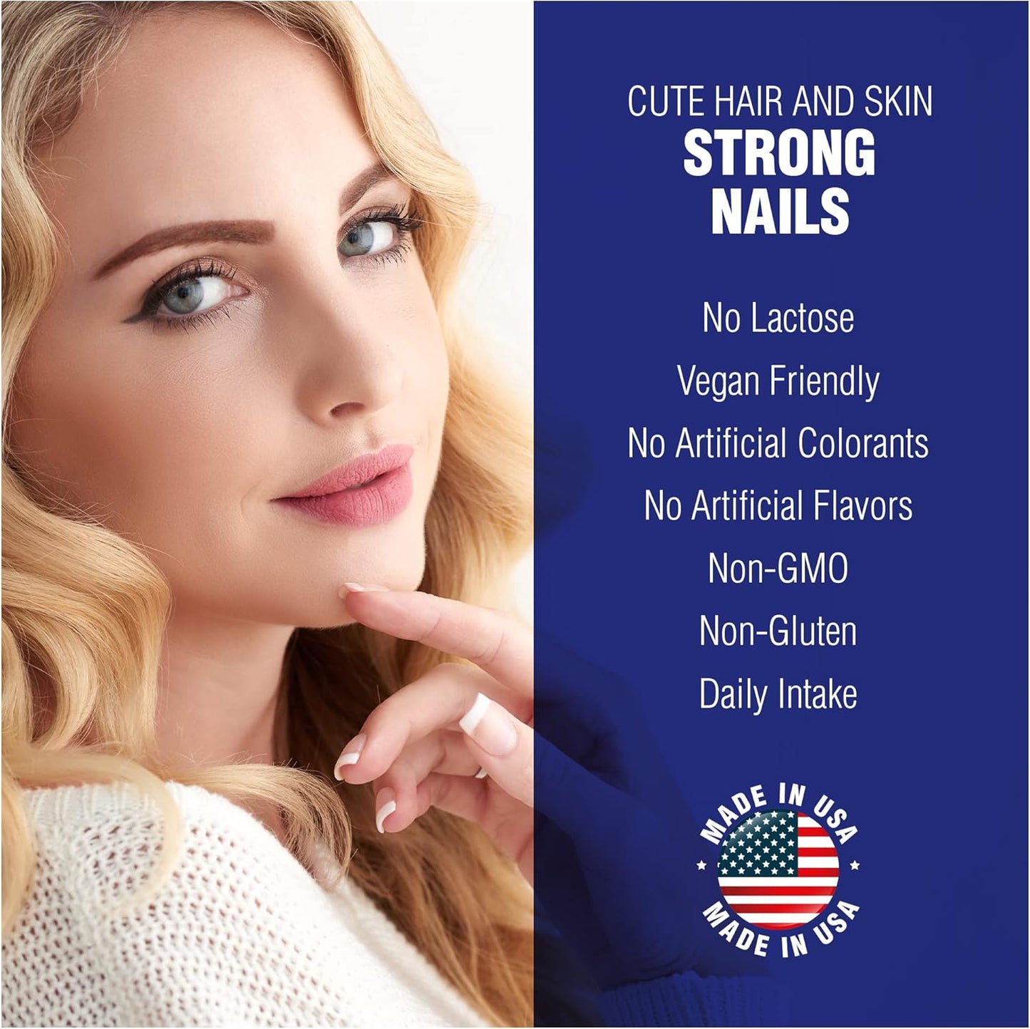 Naturasys Hair Skin and Nails Supplement 60 Capsules - Strong Hair and Nail Growth Vitamins - Biotin Supplement for Skin Protection