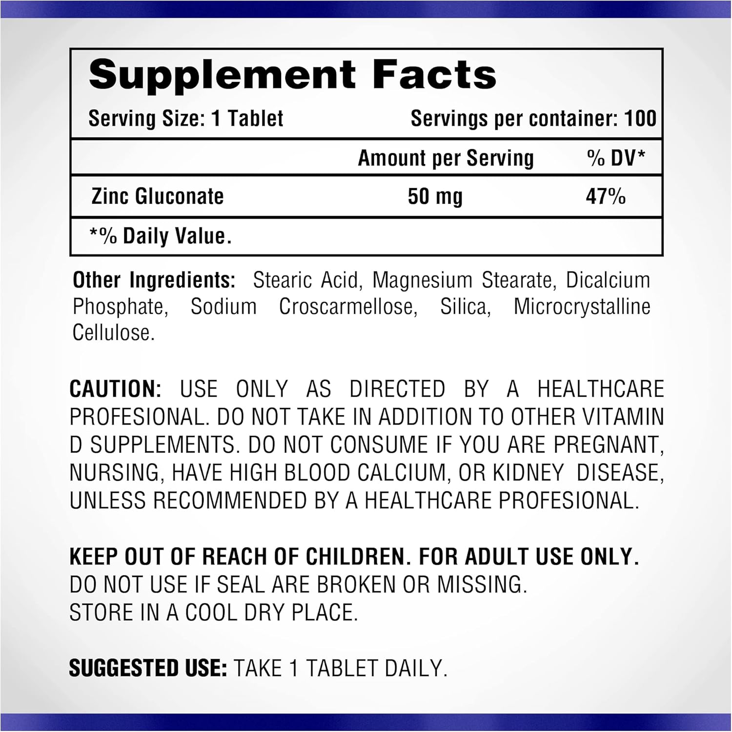 Naturasys Zinc Gluconate 50mg: Immune System Support, Bone & Muscle Strength, Elemental Minerals - Nutrition Supplement