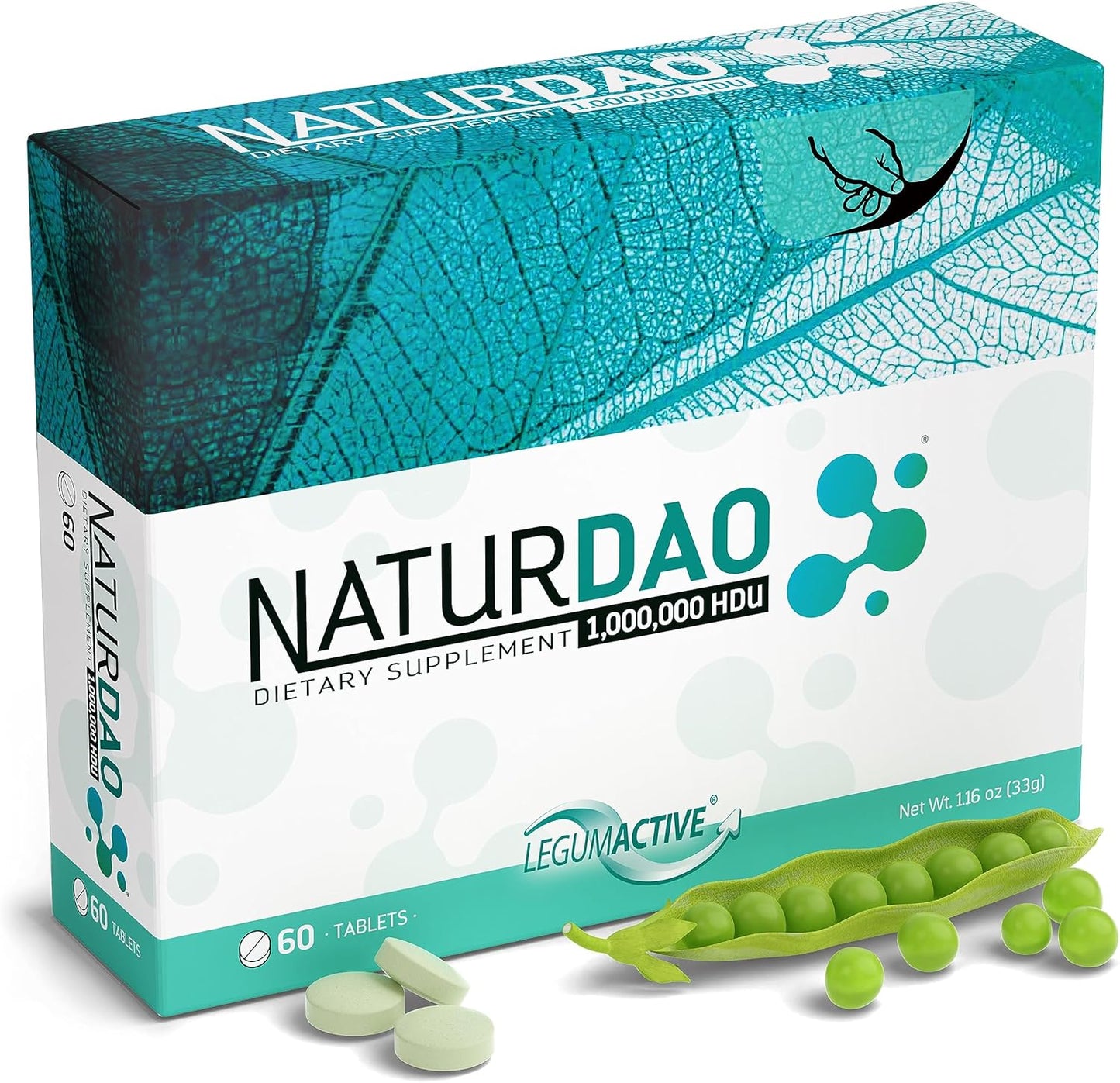 NaturDao LegumActive Enzyme Supplement - 1,000,000 HDU - DAO Histamine Block - Diamine Oxidase - Food Intolerance - 60 Tablets