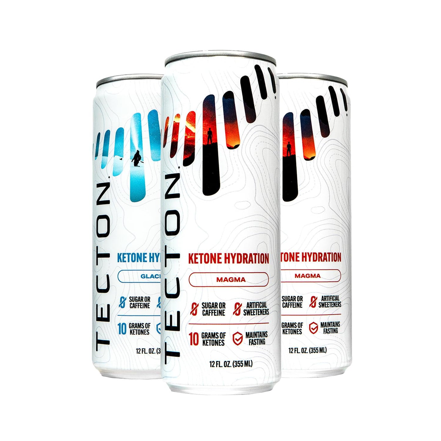 Nature Identical Tecton Ketone Ester Variety Pack - 10g BHB Ketones/Serving, Sugar-Free, Stimulant-Free - 4 Flavors (2 Glacier, 2 Magma)
