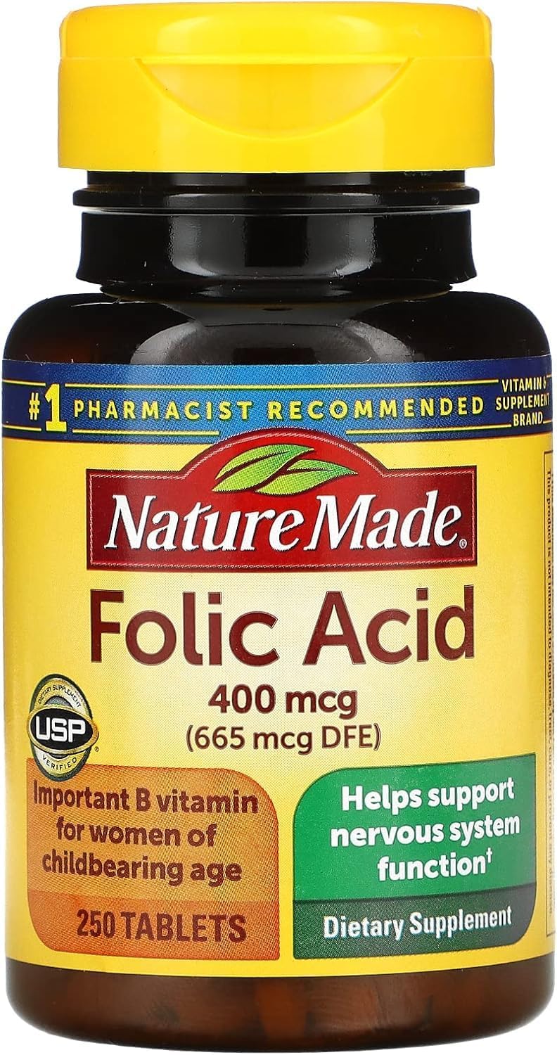 Nature Made Folic Acid 400 mcg - 250 Count x 6 Pack for a Total of 1500 Tablets