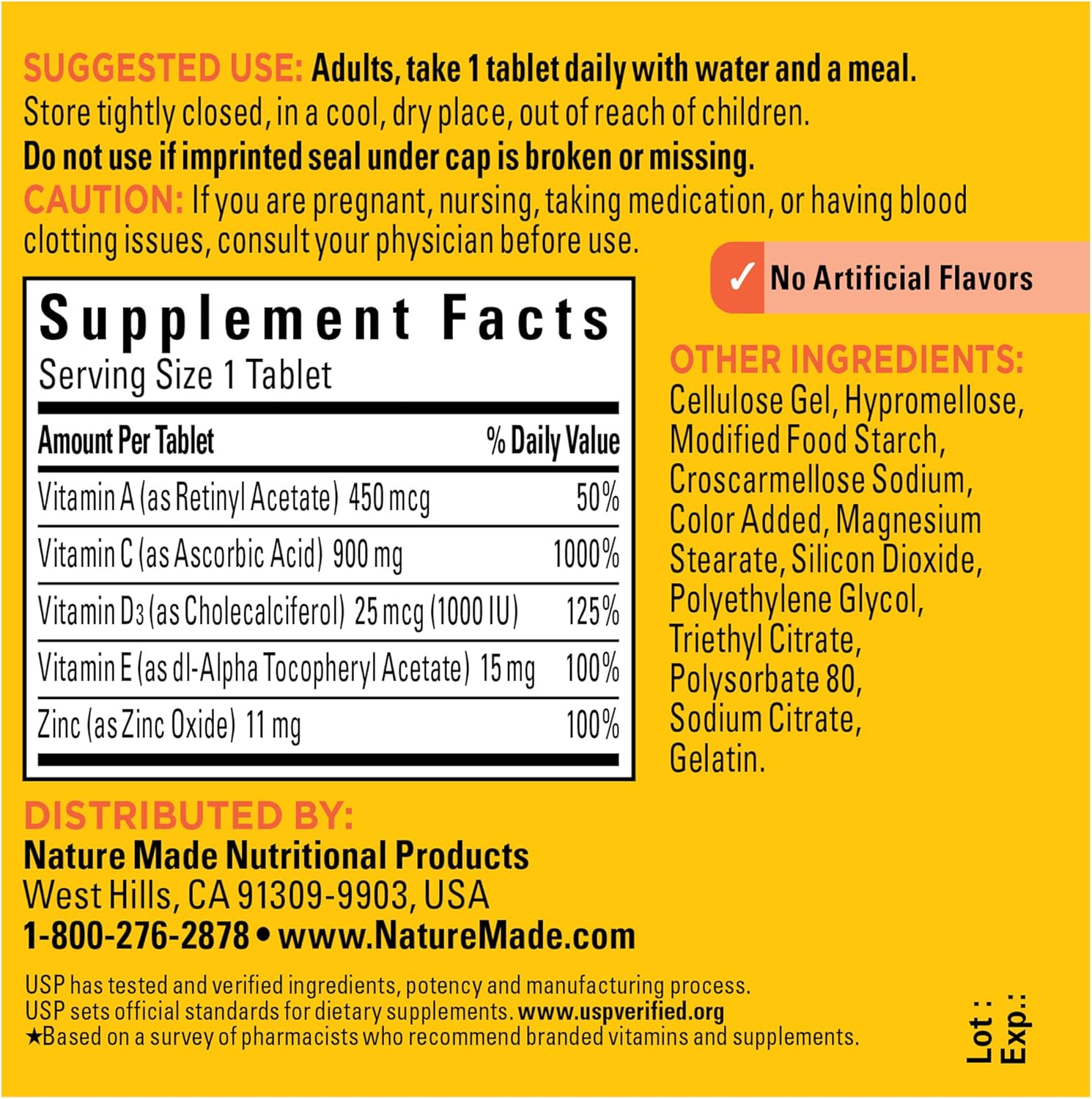Nature Made Super C with Vitamin D3 and Zinc Tablets - Immune Support Supplement, 60 Day Supply