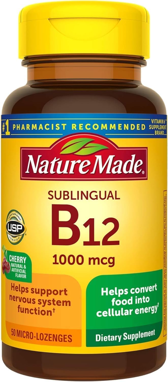 Nature Made Vitamin B12 1000 mcg Sublingual Micro-Lozenges, 50 Count x 3 Packs - Metabolic Health Support