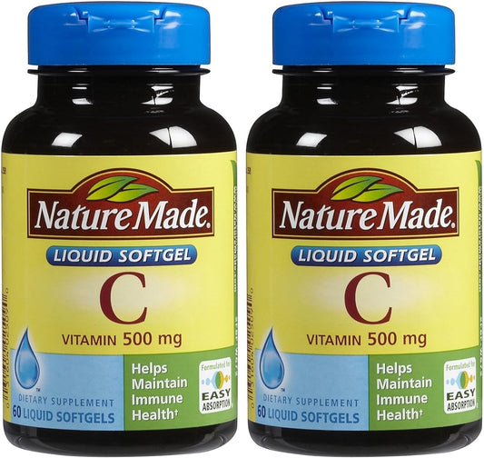 Nature Made Vitamin C Softgels, 500 mg, 60-Count, Pack of 2