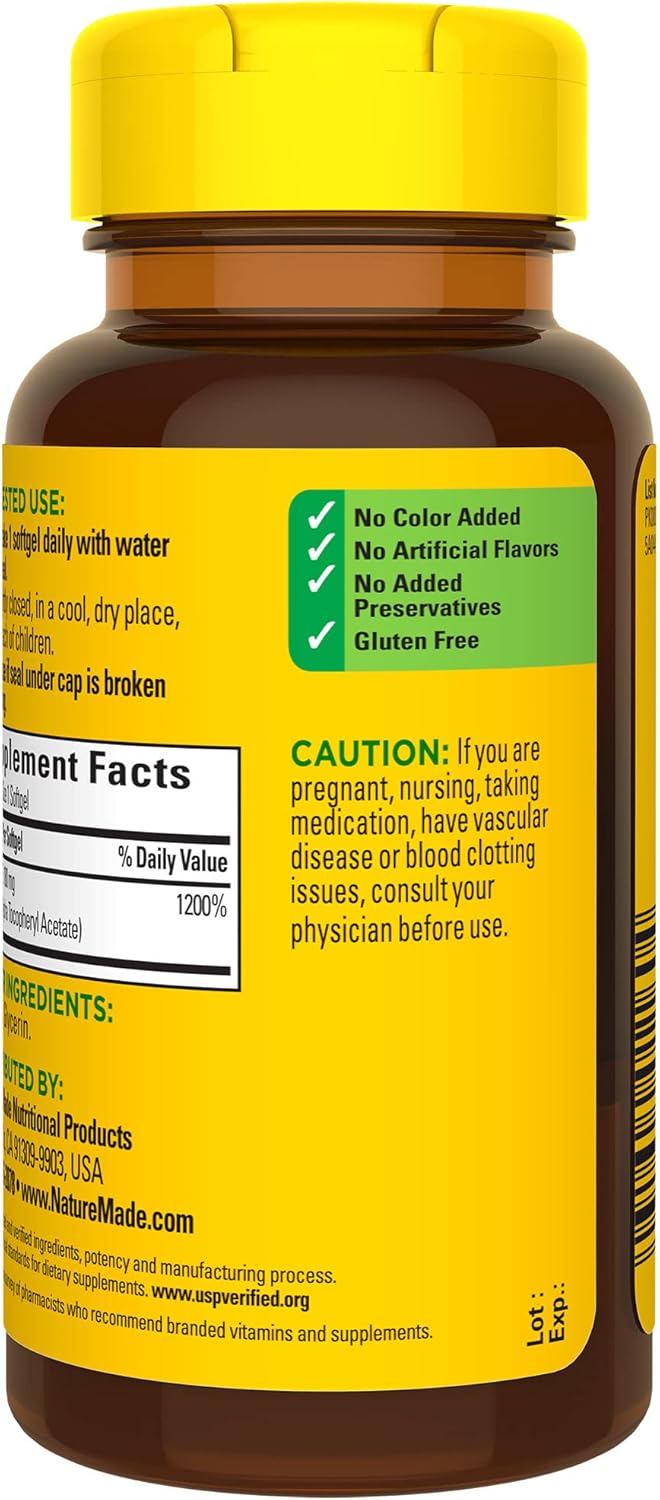 Nature Made Vitamin E 180 mg (400 IU) dl-Alpha Softgels - Antioxidant Support - 100 Day Supply
