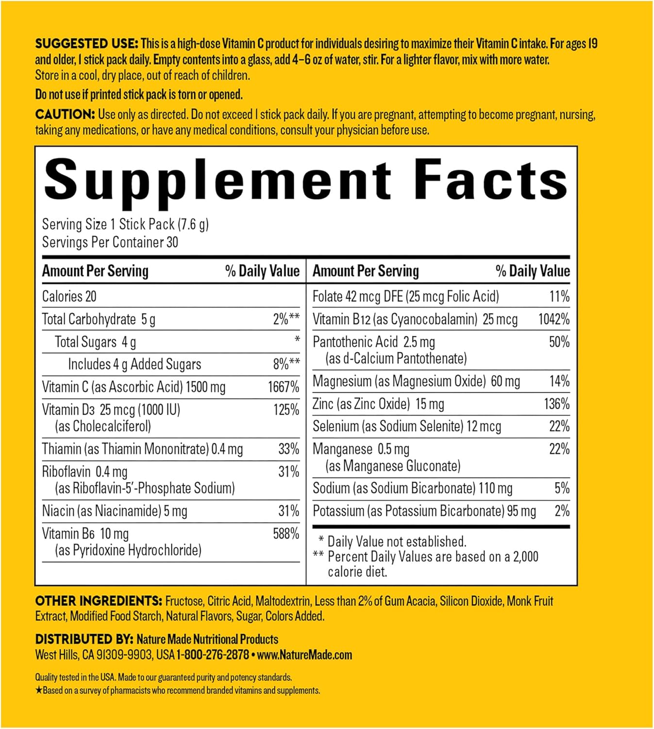 Nature Made Wellblends ImmuneMAX Fizzy Drink Mix with Vitamin C, Zinc, Vitamin D3, B Vitamins, and Electrolytes for Immune Support, 30 Stick Packs