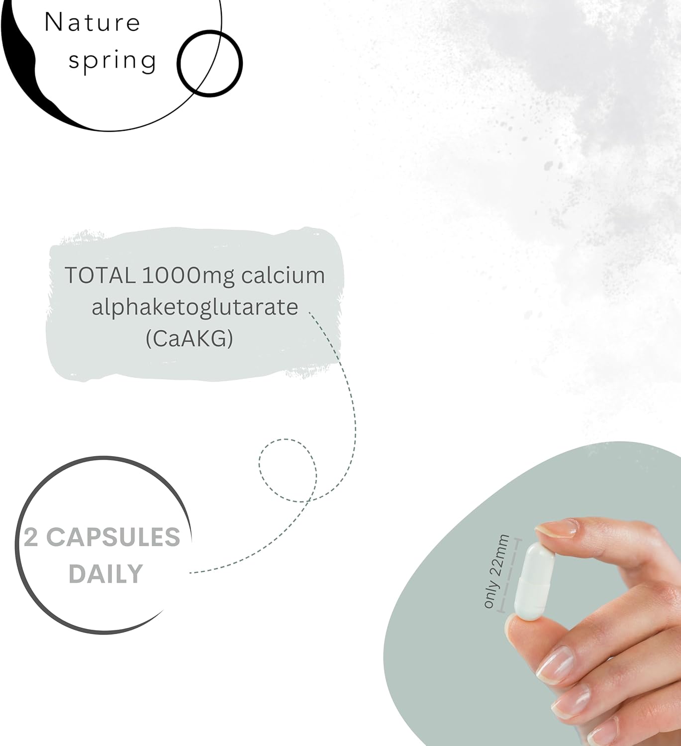 Nature Spring CaAKG Supplement: 1,000mg Alpha Ketoglutarate for Cellular Energy - 60 Capsules