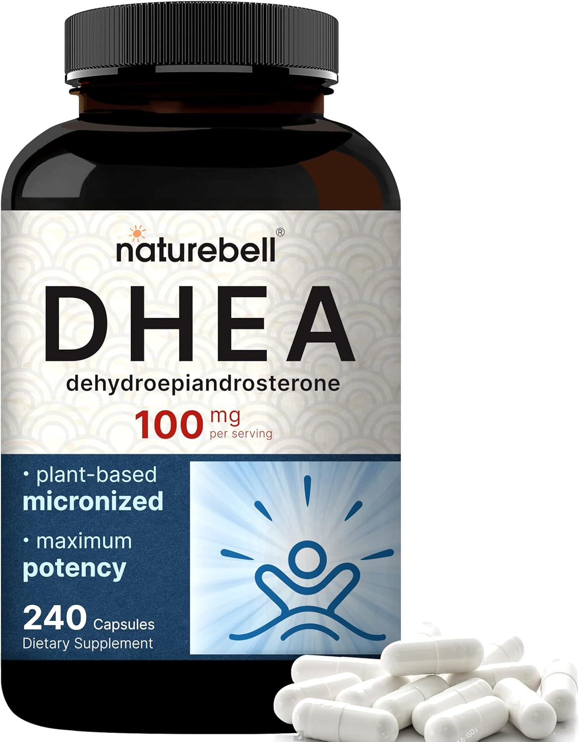 NatureBell DHEA 100mg Capsules - Extra Strength Micronized Grade for Energy, Metabolism, and Healthy Aging - Non-GMO Made in USA