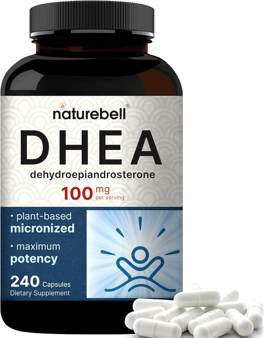 NatureBell DHEA 100mg Capsules - Extra Strength Micronized Grade for Energy, Metabolism, and Healthy Aging - Non-GMO Made in USA