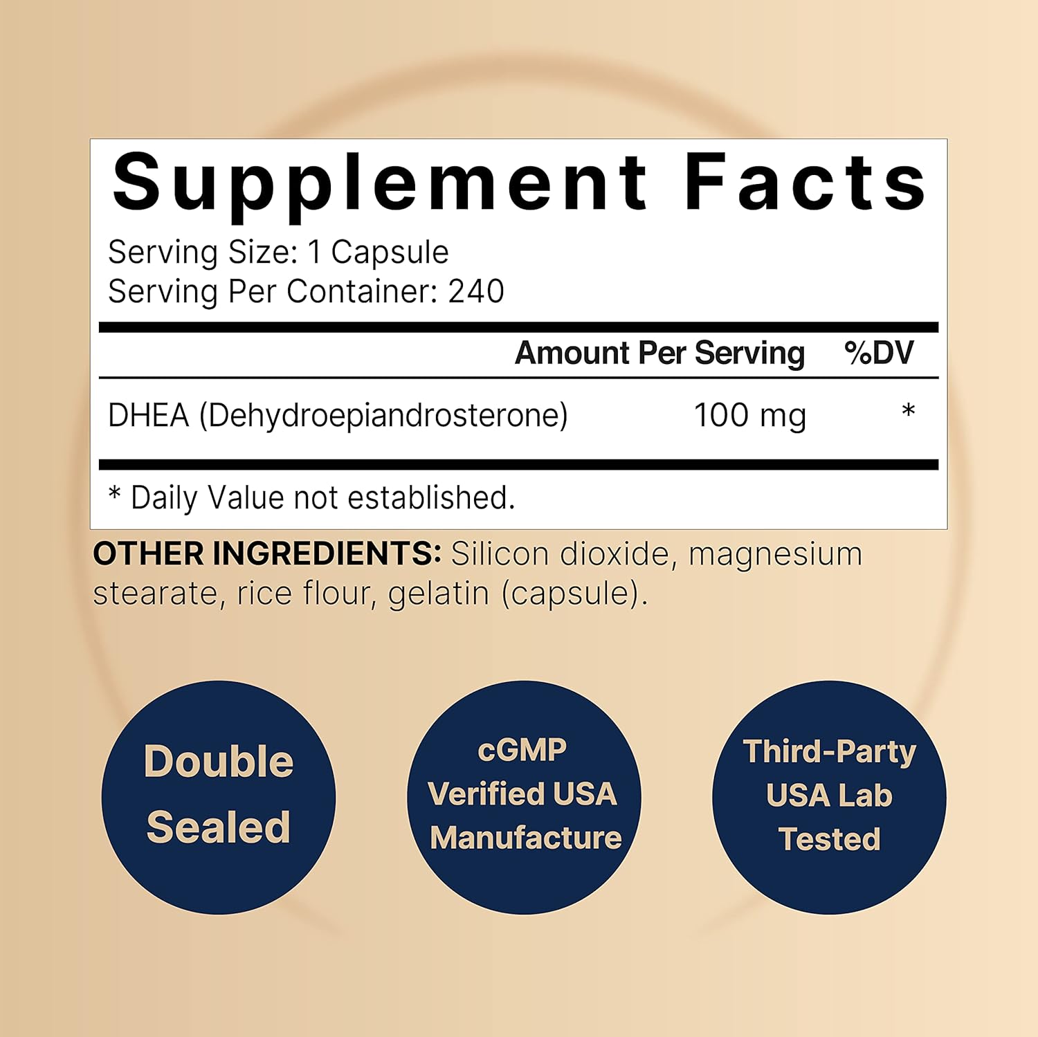NatureBell DHEA 100mg Capsules - Extra Strength Micronized Grade for Energy, Metabolism, and Healthy Aging - Non-GMO Made in USA