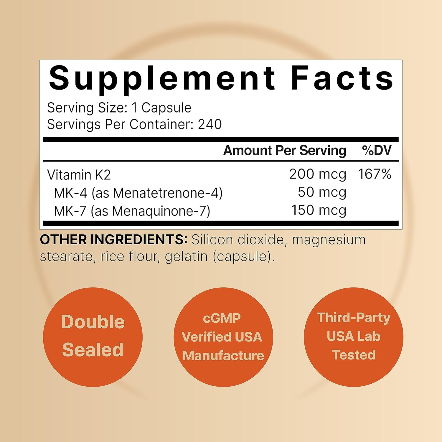 NatureBell Full Spectrum Vitamin K2 Supplement 200mcg 240 Capsules with MK-7 & MK-4 | 2 in 1 K Vitamins Complex for Bone, Joint, and Heart Health - Non-GMO Formula
