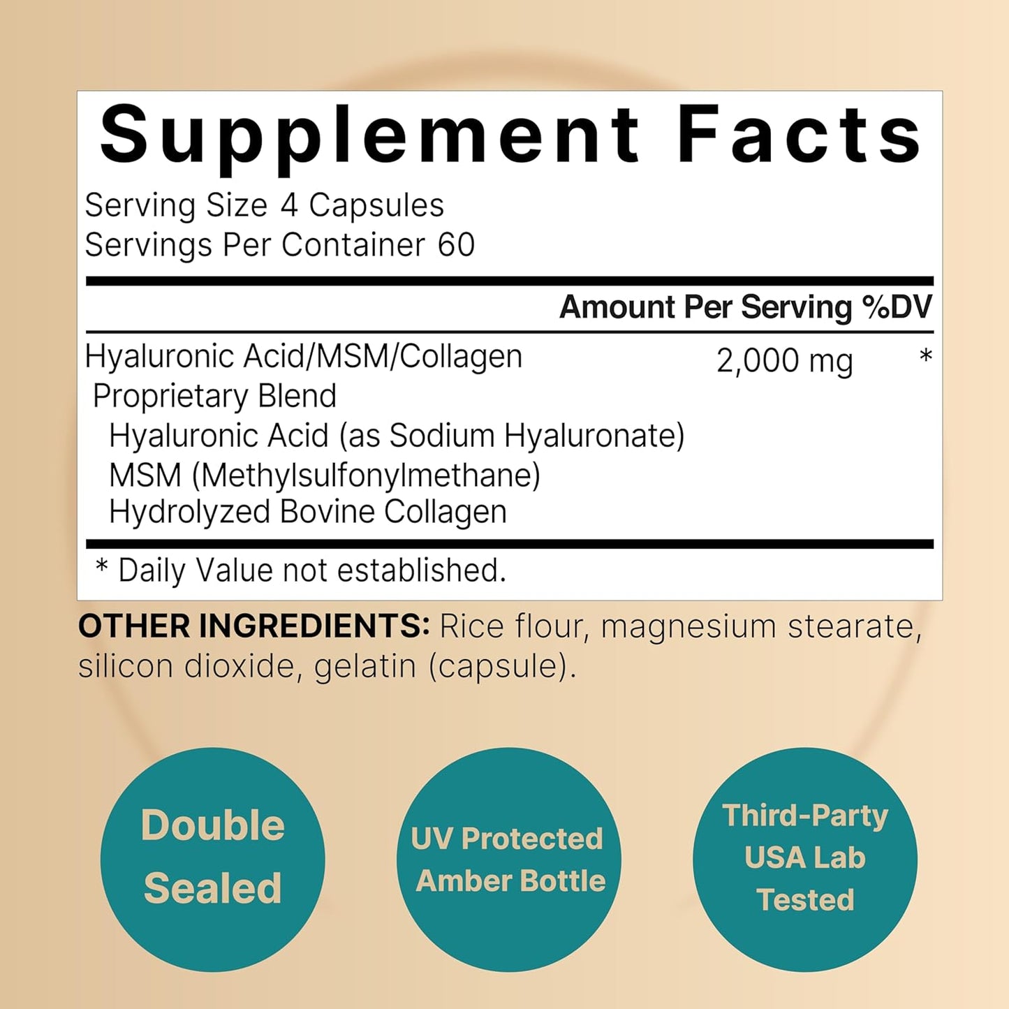 NatureBell Hyaluronic Acid Supplements 2,000mg - 2 Pack, 480 Capsules with MSM & Collagen for Skin, Joints, Hair, Eyes - 3-in-1 Support