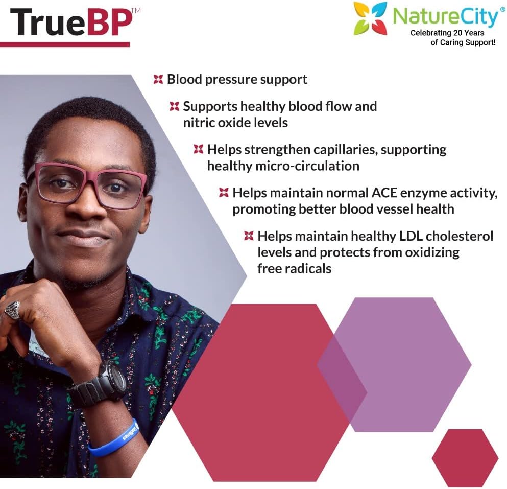 NatureCity True-BP: Heart Health Supplements for Blood Flow Support - MegaNatural-BP 80mg with 16% Oleuropein - 60 Capsules