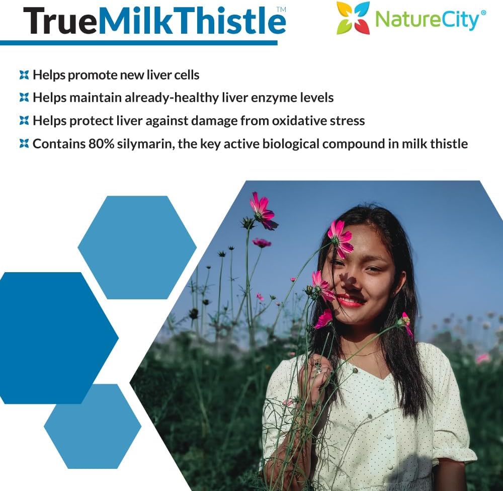 NatureCity TrueMilkThistle 525mg - High-Potency Liver & Antioxidant Support - 60 Veggie Capsules