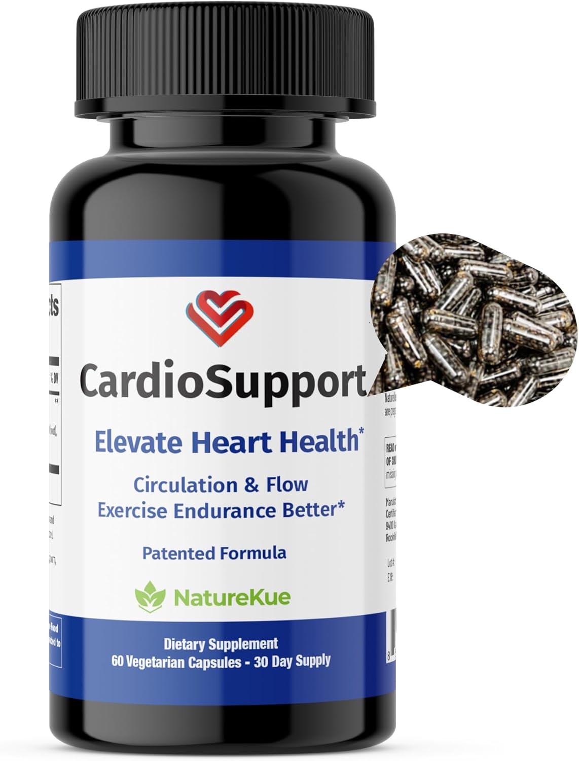 NatureKue CardioSupport: Herbal Heart Health Supplements for Exercise Endurance - 60 Capsules