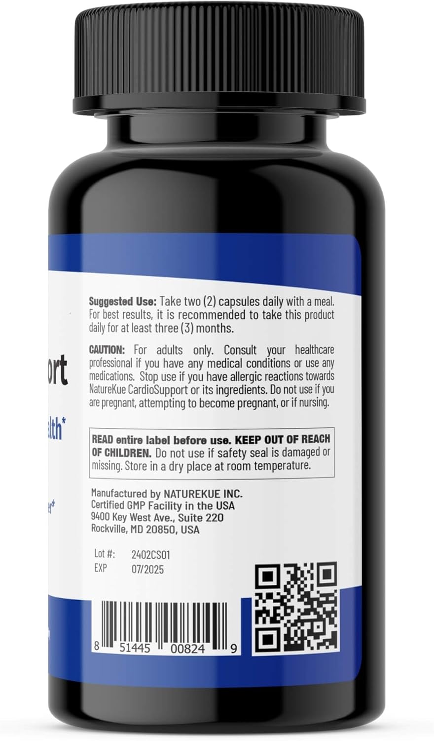 NatureKue CardioSupport: Herbal Heart Health Supplements for Exercise Endurance - 60 Capsules