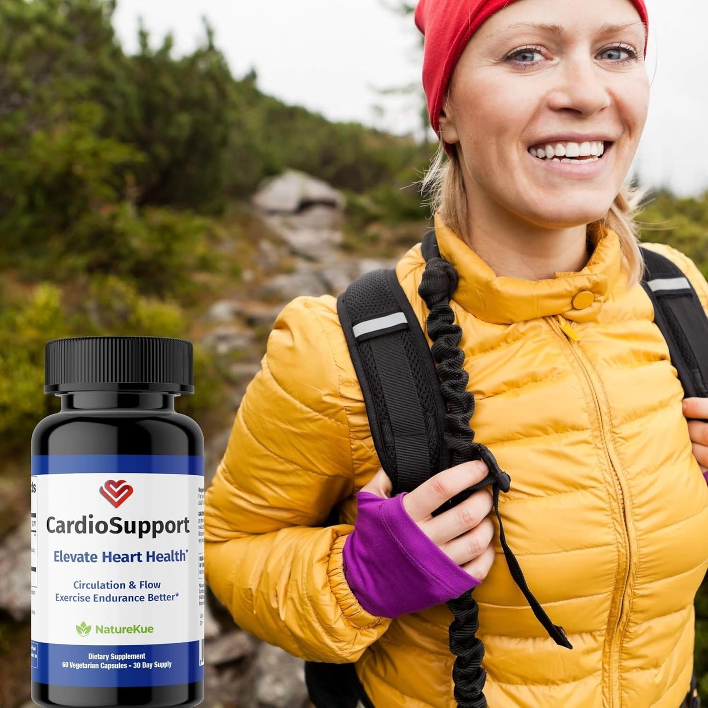 NatureKue CardioSupport: Herbal Heart Health Supplements for Exercise Endurance - 60 Capsules