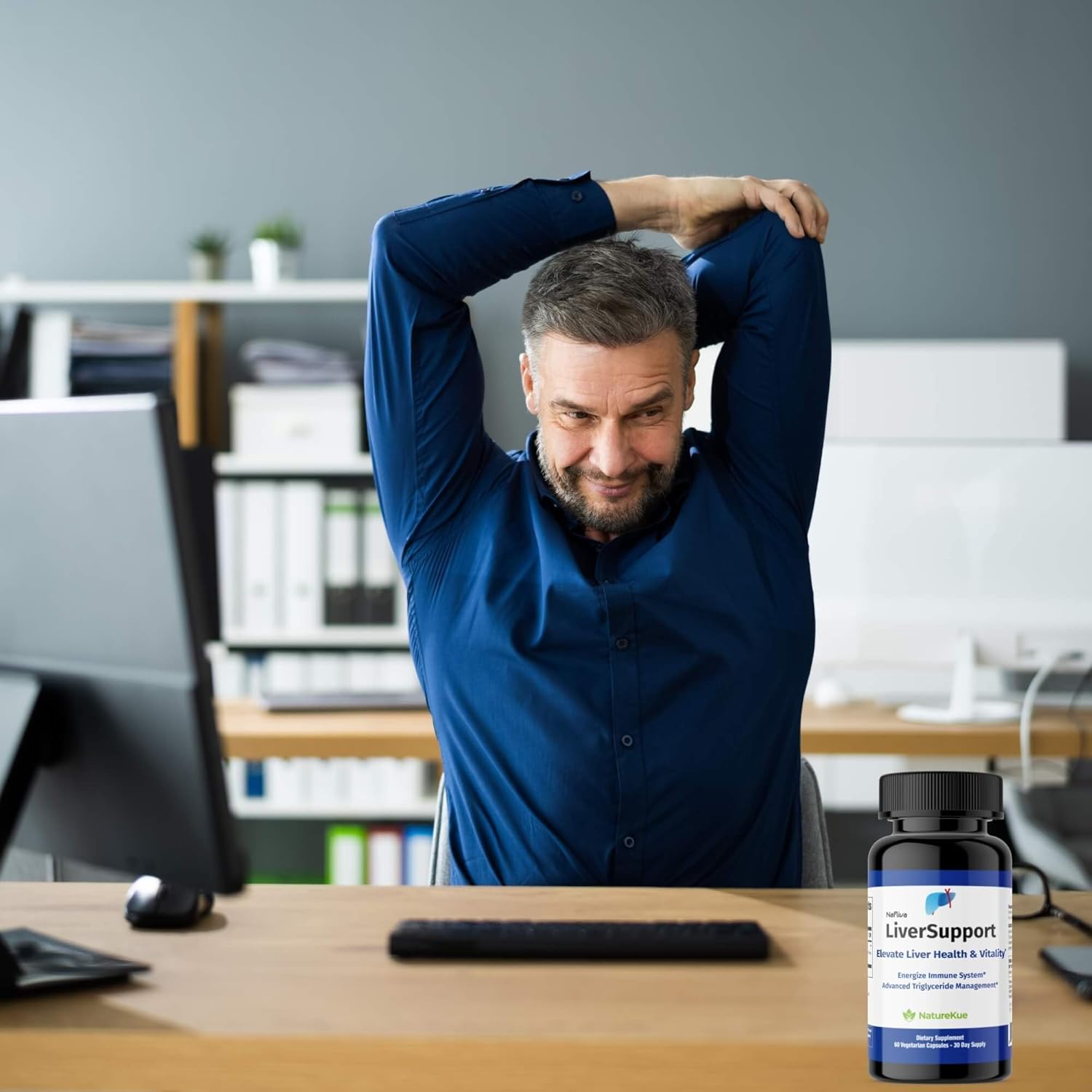 NatureKue LiverSupport Supplement with Deepure Tea & Milk Thistle - Natural Detox & Antioxidant Support - 60 Capsules