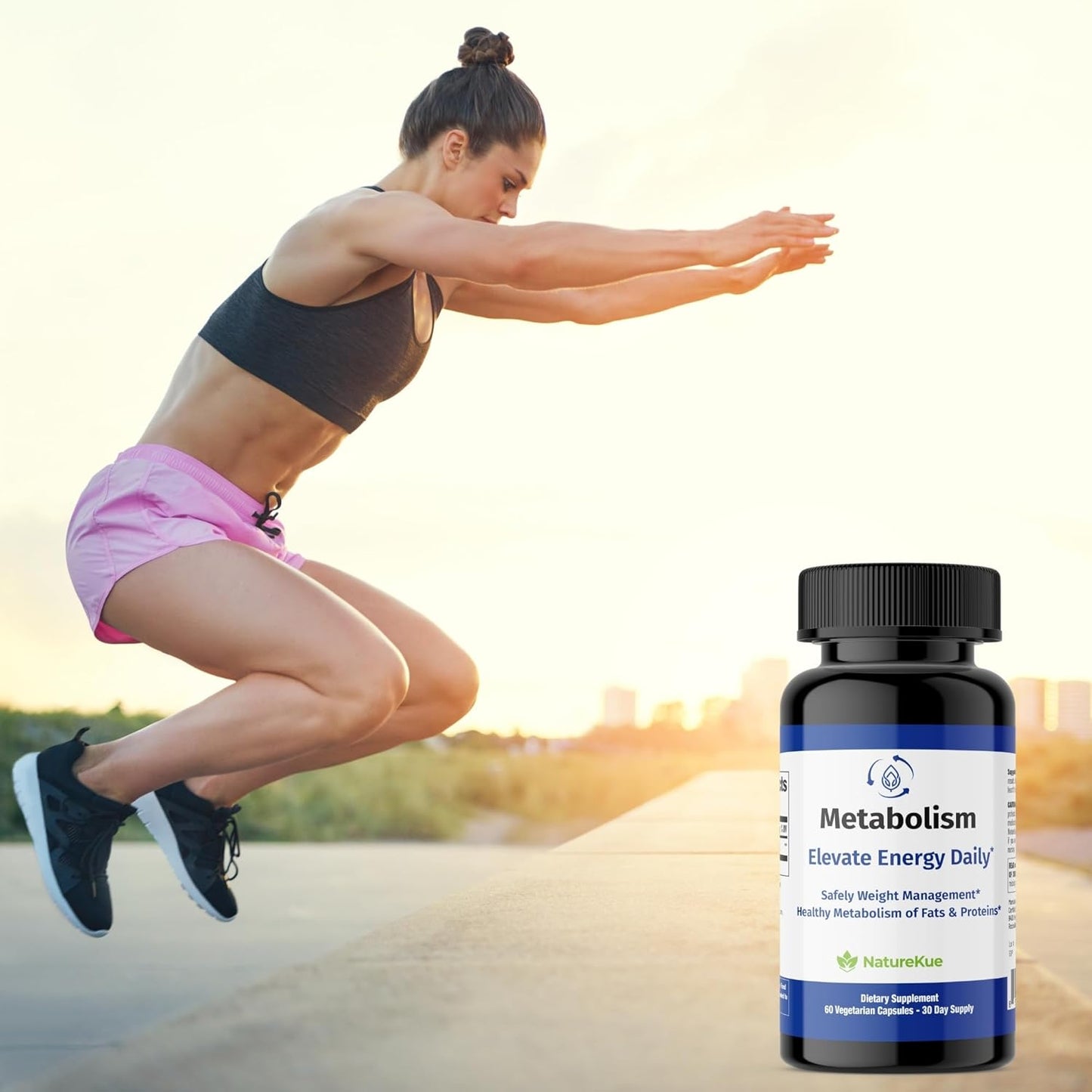 NatureKue Metabolism Boost Capsules - Natural Weight Management & Energy Support with Puerh Tea Extract, Green Tea, Herbal Supplement - 60 Vegetarian Capsules