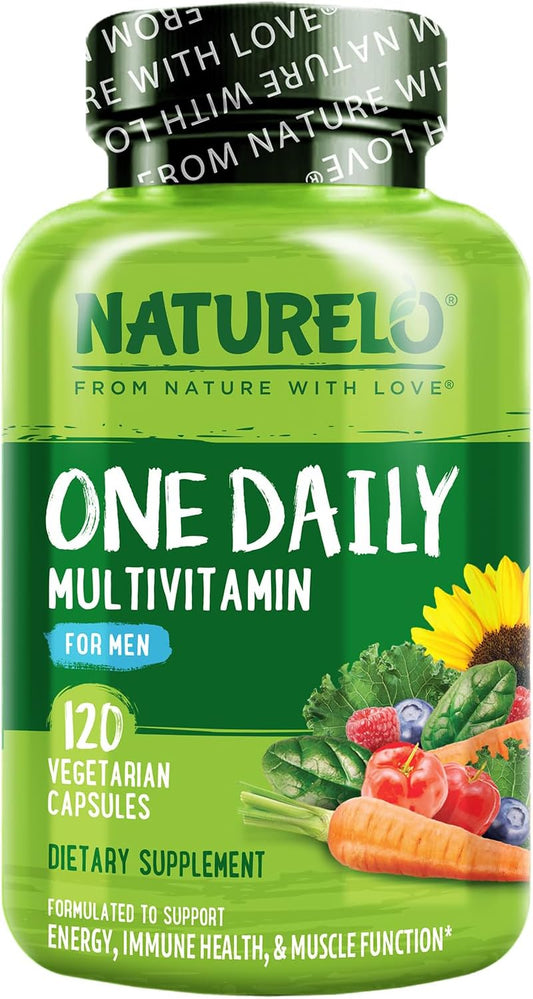 NATURELO Men's One Daily Multivitamin - 120 Vegetarian Capsules with Organic Whole Foods, Minerals, & Vitamins for Energy & Health