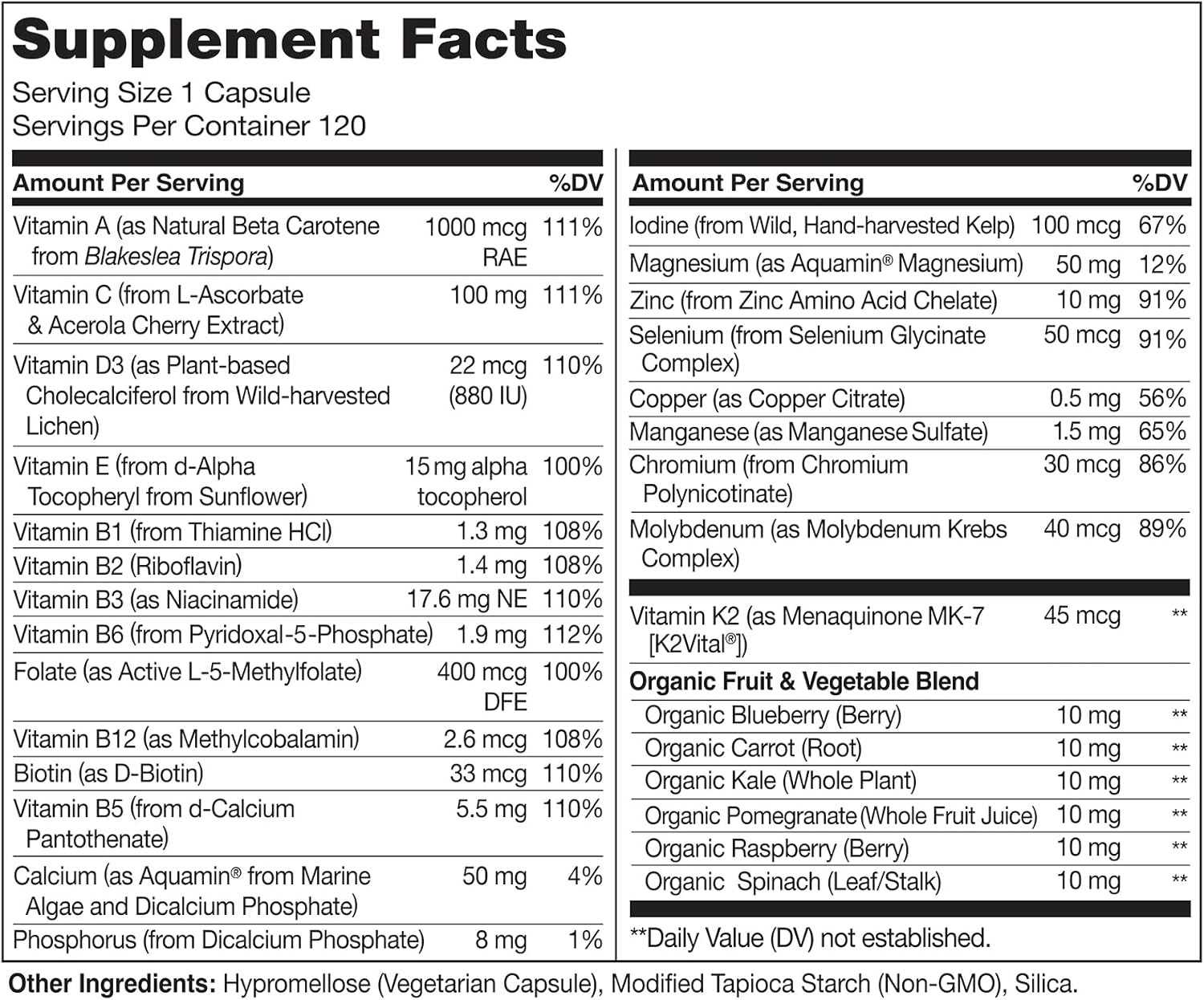 NATURELO Men's One Daily Multivitamin - 120 Vegetarian Capsules with Organic Whole Foods, Minerals, & Vitamins for Energy & Health