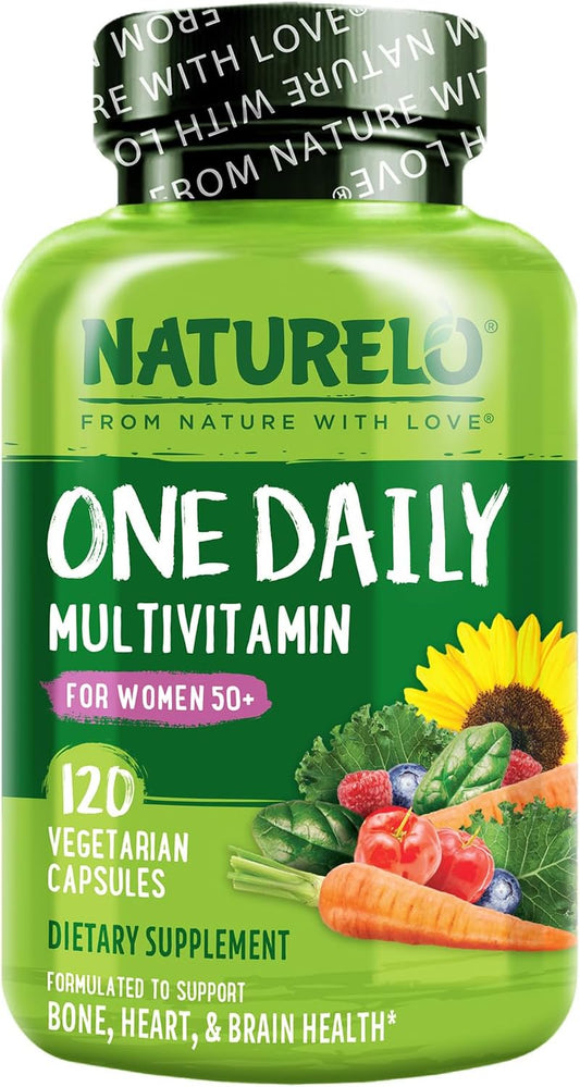 NATURELO Women's 50+ Menopause Support Multivitamin - Whole Food Supplement - Non-GMO - No Soy - 120 Capsules