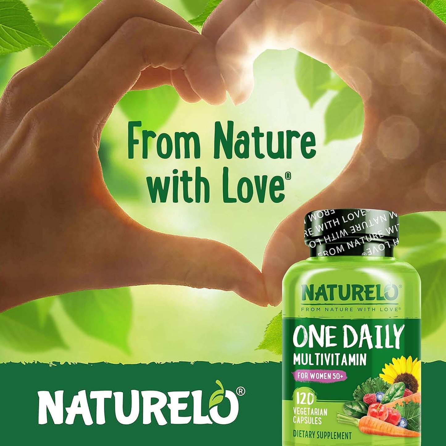 NATURELO Women's 50+ Menopause Support Multivitamin - Whole Food Supplement - Non-GMO - No Soy - 120 Capsules